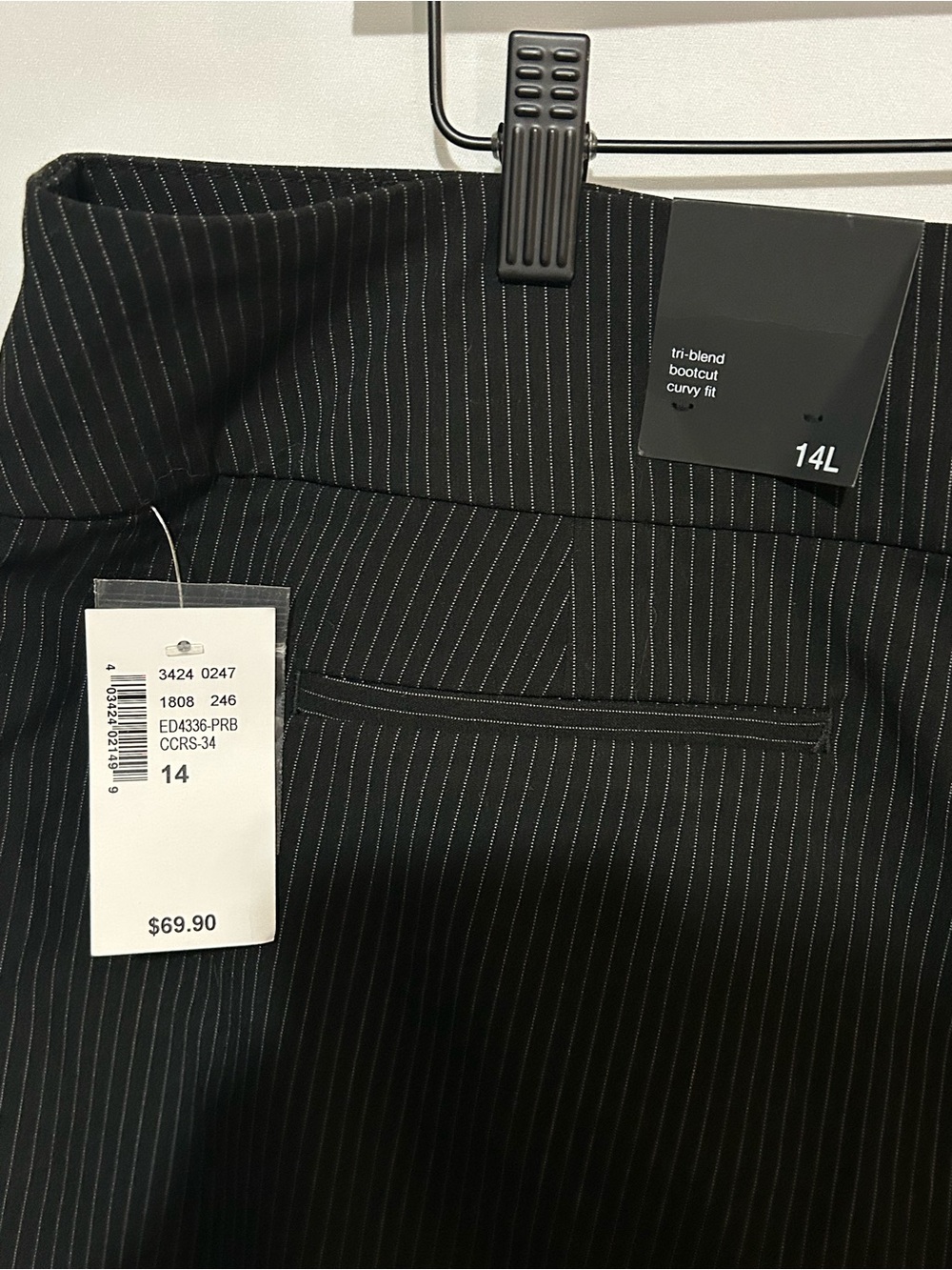 NWT Ricki’s Curvy Fit Black Pinstripe Bootcut Dress Pants 14 Long - Picture 7 of 9